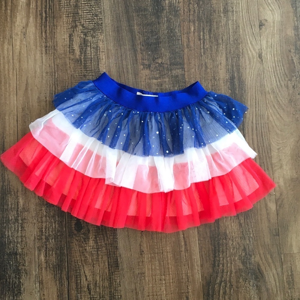Truly Me Colorful Red, white and blue Layered Tulle Skirt